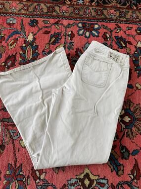Vintage 90s y2k Mudd low Women's 13 Khaki Jeans Bellbottom Flare Urban Outfitter